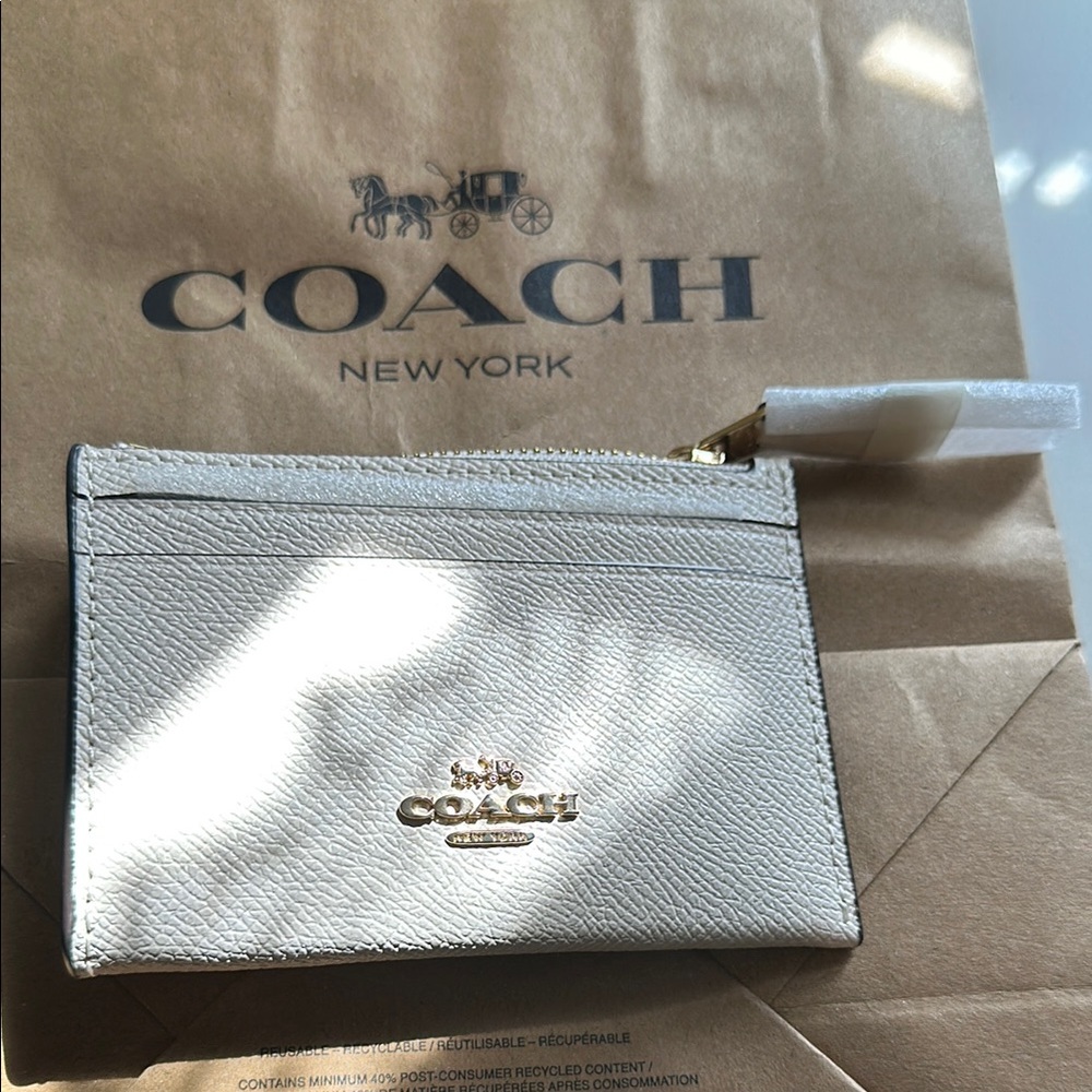 Coach cream White Card Holder, 4.25 “wide, 3” tall